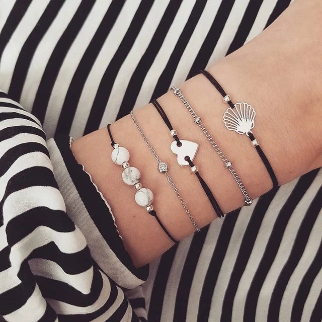 Boho Rope Bracelets & Bangles for Women Bohemian Beaded Charm Bracelet Femme Se Multilayer Jewelry Accessories Bijoux
