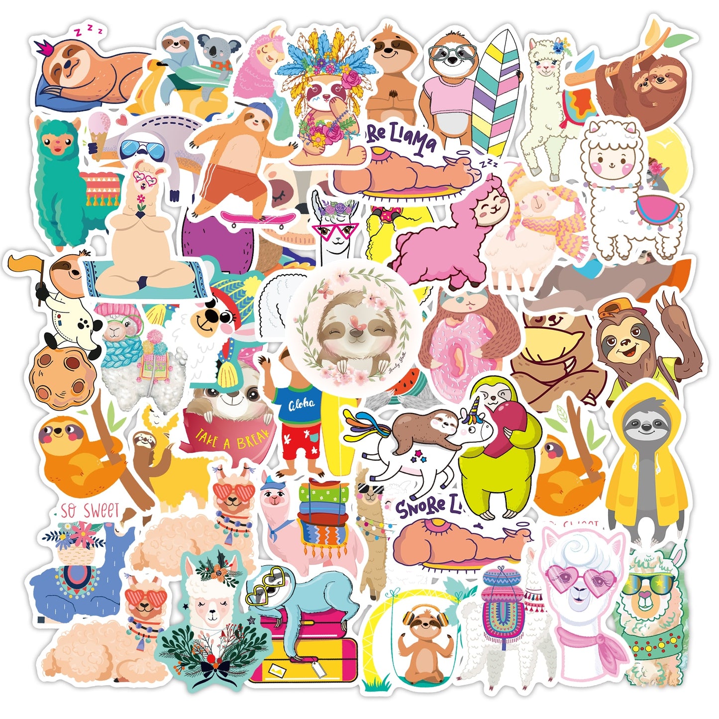 Anime Stickers for Unicorn Cartoon Animals Dogs Cats Graffiti Sticker on Skateboard Laptop Bike Car Guitar Phone Decals Pack