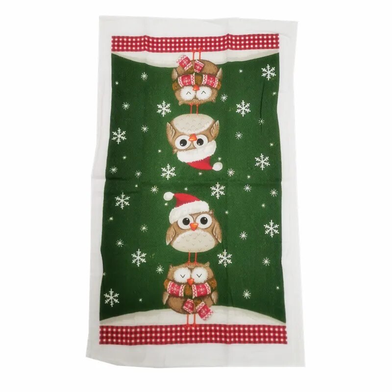 1Pc 38x65cm Thin Christmas Santa Claus Printed Polyester Kitchen Dishcloth Cleaning Cloth Tea Towel Xmas Party