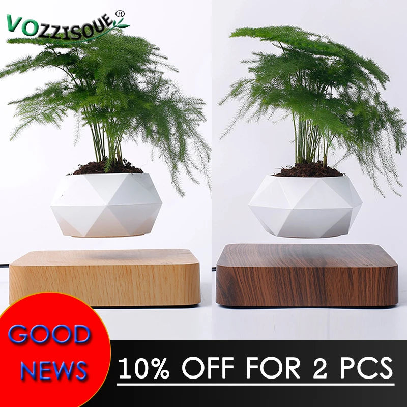 Levitating Air Bonsai Pot Rotation Planters Magnetic Levitation Suspension Flower Floating Pot Potted Plant Desk Decor