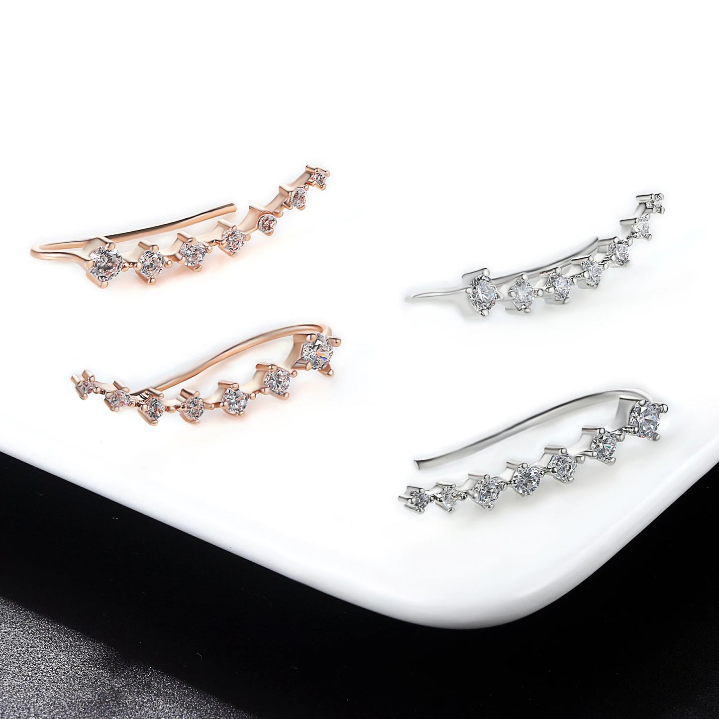 Long Dipper Ear Hook Clip on Earrings for Women Four-Prong Setting Zircon Climbing Ear Cuff Earrings Fashion Jewelry E527
