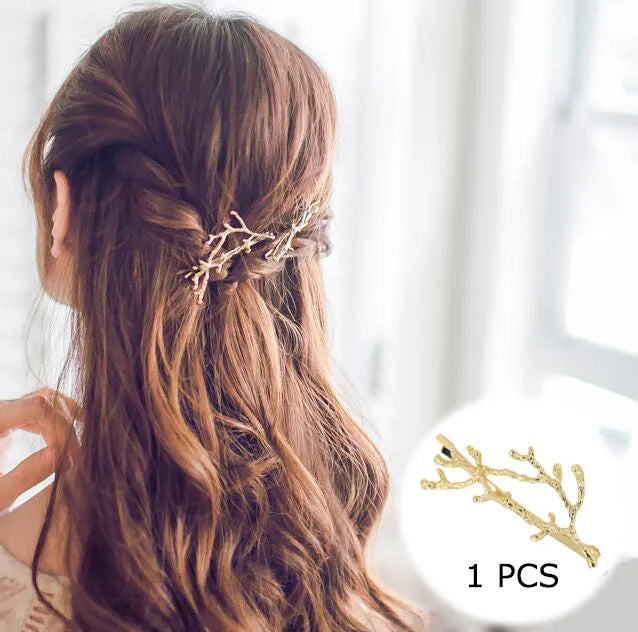Metal Leaf Hair Clip Barrettes Hairpin Barrette Hair Claws Women Girls Trend Charm Moon Round Triangle