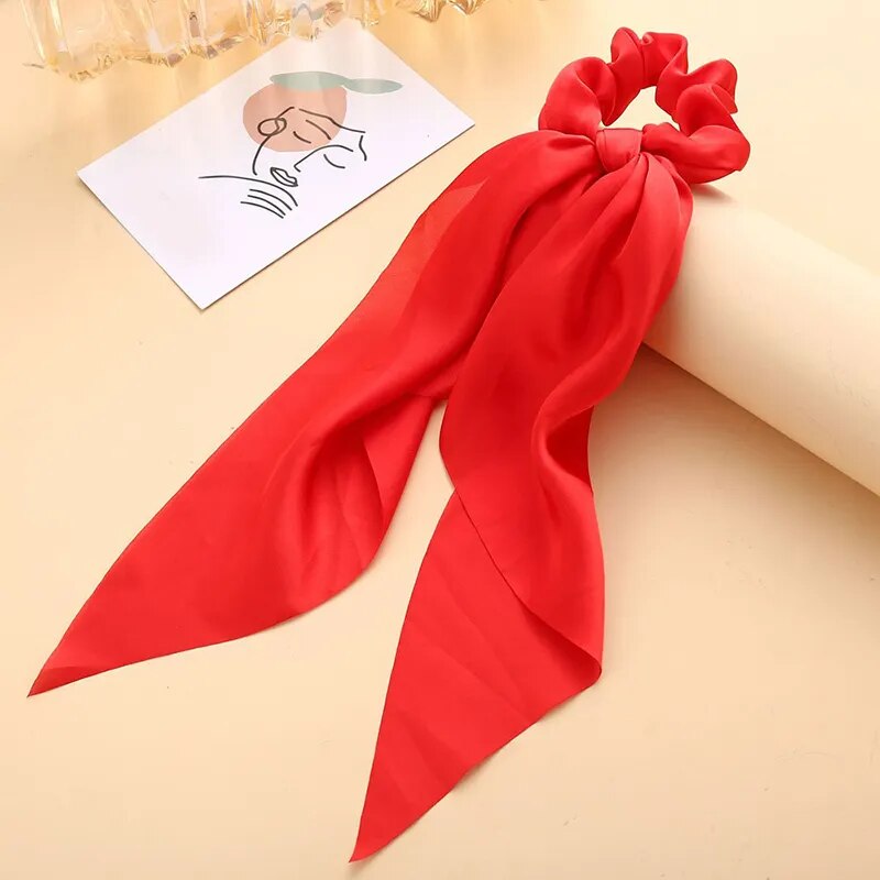 Santa Claus Bows Hair Scrunchies Long Ribbon Ponytail Scarf Hair Tie Women Girls Elastic Hair Bands Christmas Hair Accessories