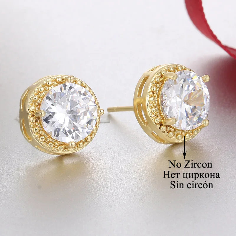 Classic Green AAA Cubic Zirconia Stud Earrings Round Crystal Girl Ear Studs for Women Multicolor Jewelry Brincos AE176