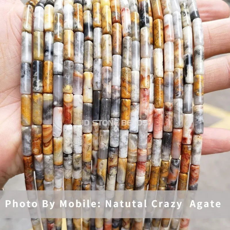 4*13mm Natural Stone Agate Jasper Turquoise Tube Shaped Beads Loose Cylindrical Bead for Jewelry Making DIY Bracelet Accessory