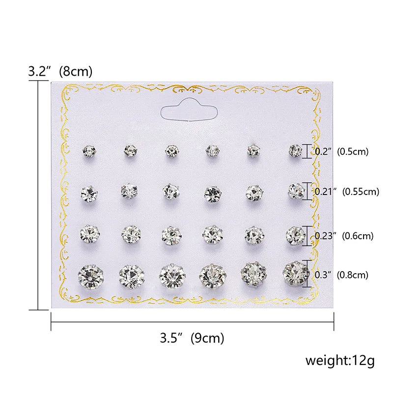 24pcs Crystal Nose Ring & Studs Body Women Girl Jewelry Stainless Surgical Steel Nose Piercing Colorful Rhinestone