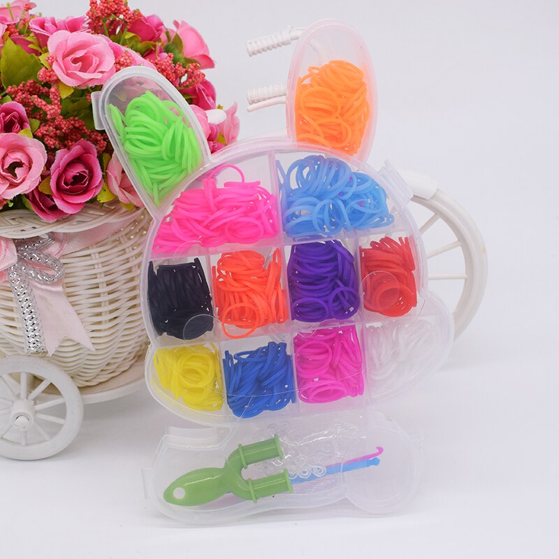 Loom Bands Toys for Children Lacing Toy Elastic Rubber Band for Weaving Bracelets Rabbit Diy Set Needlework Fine Motor Skills