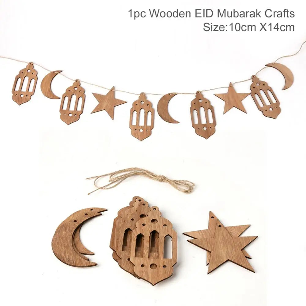 Fengrise Wooden EID Mubarak Decor 2023 Happy Ramadan Decor for Home Islamic Muslim Party Supplies Ramadan Kareem Eid Al Adha