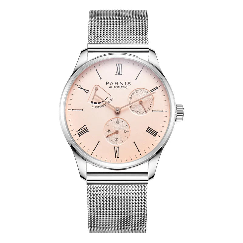 Fashion Luxury Parnis 41.5MM Power Reserve Automatic Mechanical Self Winding Men Watches Mekanik Kol Saati Relogio Automatico