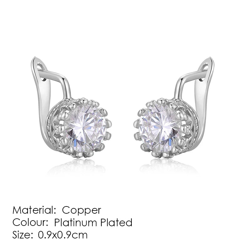 ZHOUYANG Stud Earrings for Women Classic Six Claw Clear AAA+Cubic Zirconia Rose Gold Color Fashion Jewelry for Girls KAE094