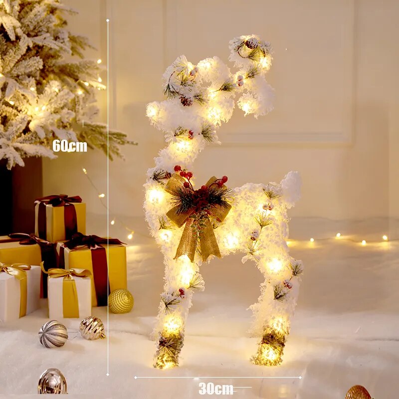 Creative Ornaments Christmas Decoration Glowing Christmas Deer Christmas Tree Ornaments Reindeer Family New Year Decoration