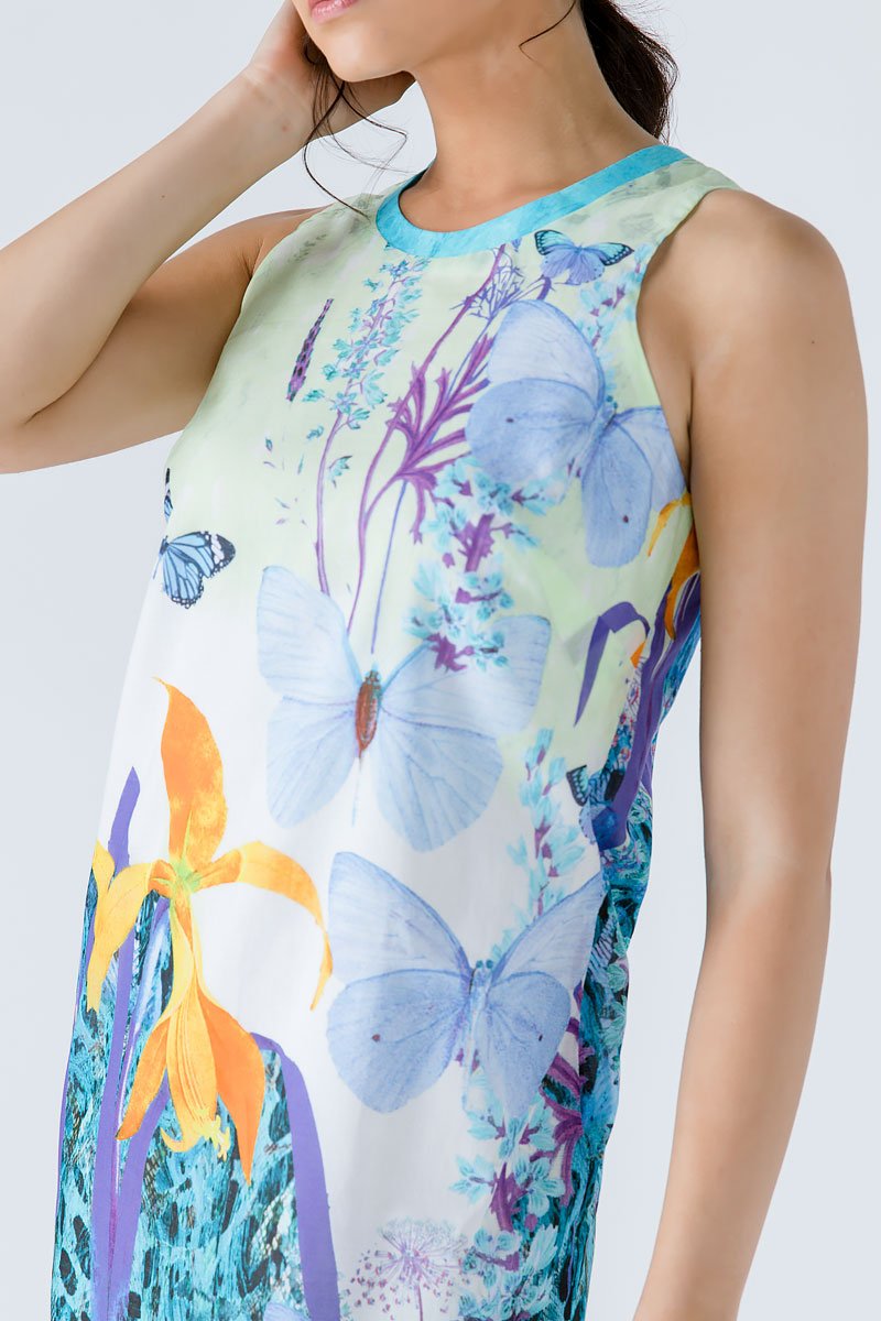Butterfly Print Sleeveless Dress
