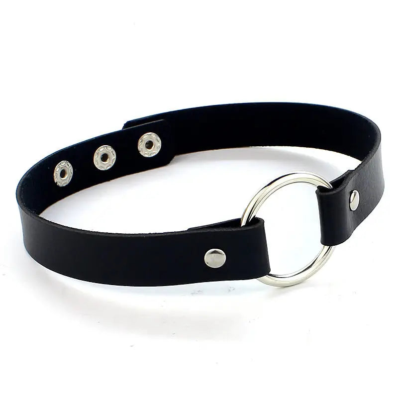 1Pc Collar Punk Round Gothic Goth Choker Necklace Love PU Leather Neck Buckle Necklaces Jewelry for Women