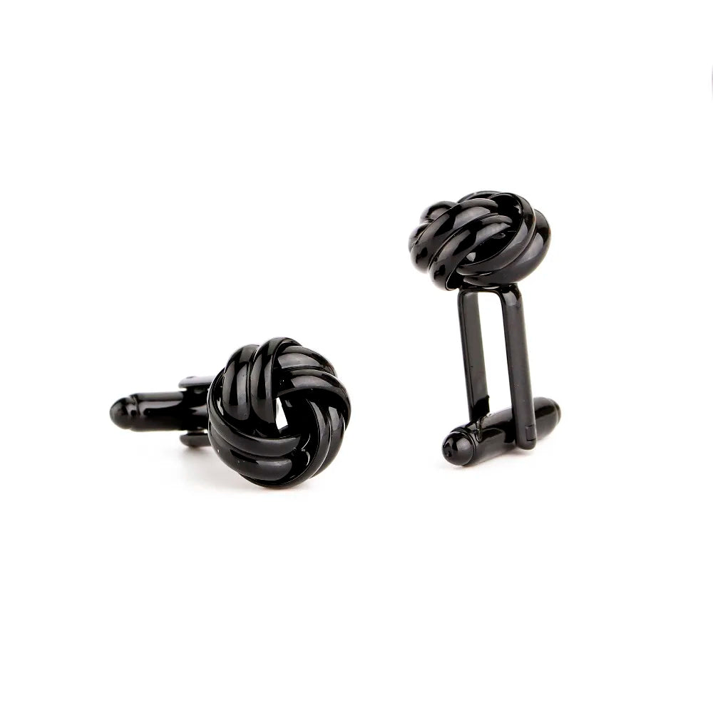 High Quality Knot Cufflinks for Men Shirt Cufflinks Gold Silver Plated Business & Wedding French Grooms Shirt Brand Cuff Links
