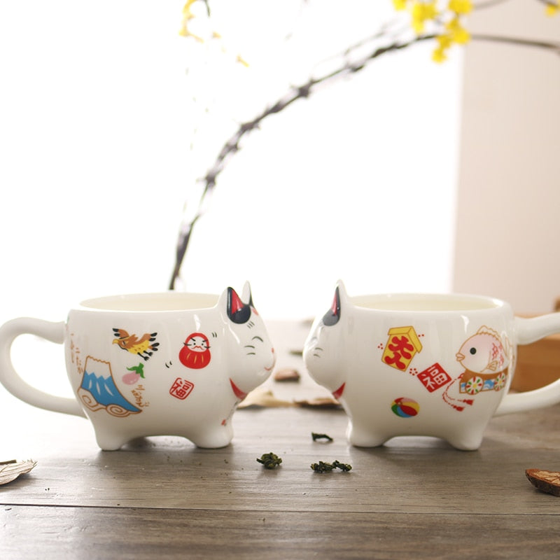 Cute Japanese Lucky Cat Porcelain Tea Set Creative Maneki Neko Ceramic Tea Cup Pot With Strainer Lovely Plutus Cat Teapot Mug