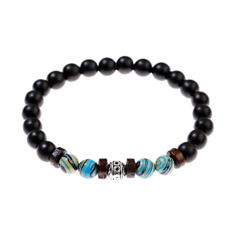 Buddhism Yoga Balance Bracelet Men Bileklik Black Matte Natural Stone Beads Bracelet for Women Braclet Jewelry AB216