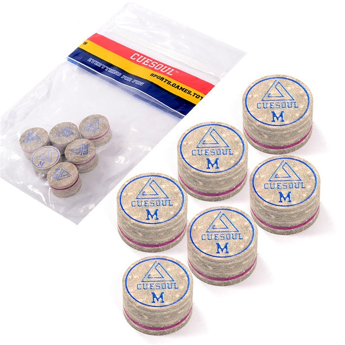 CUESOUL Billiard Cue Tips 6pcs/Set 14mm Soft Baked Pig Leather Pool Cue Tips, 14mm, 8 Layer Cue Tip