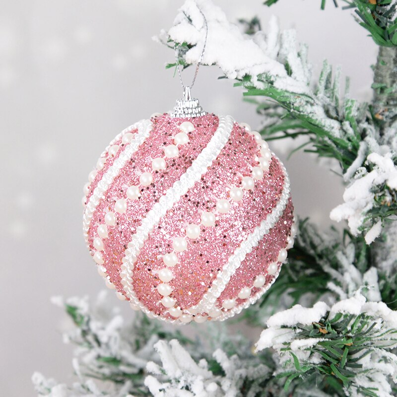 8cm Gold Foam Pearl Christmas Balls Ornament Shatterproof Hanging Christmas Tree Ball Xmas Decorations Navidad Noel