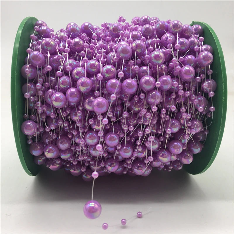 5yards Fishing Line Artificial Pearls Beads Chain Garland Flowers Wedding Christmas Decoration Brides Headgear 3mm 8mm Beads