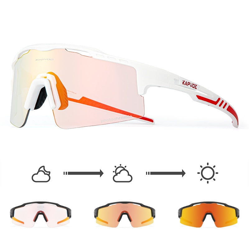 Kapvoe New Photochromic Men Women Sunglasses MTB Road Cycling Glasses Outdoor Sports Glasses UV400 Bicycle Eyewear Bike Goggles