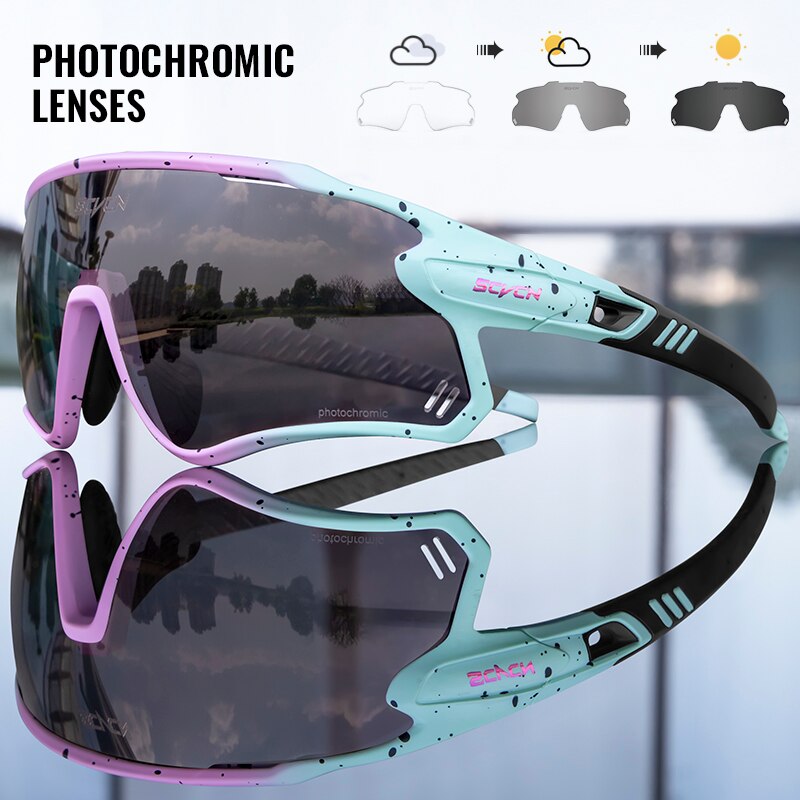 SCVCN Photochromic Bicycle Glasses Men’s Women Sports Runing Cycling Sunglasses UV400 Fishing Eyewear Mtb Bike Bicycle Goggles