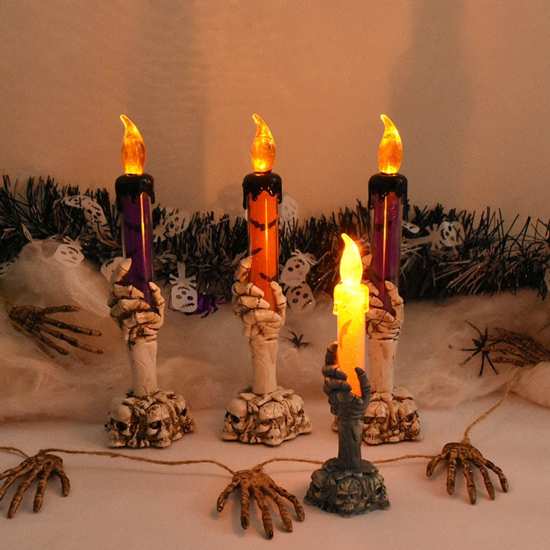 Halloween Led Candle Light Skeleton Ghost Hand Light Horror Props Halloween Party Decoration Supplies Kids Toy