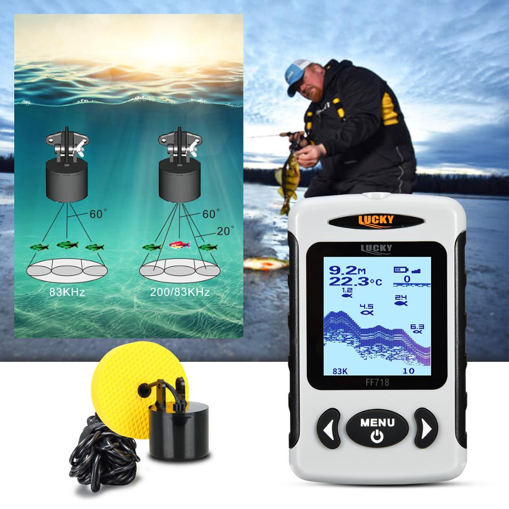 LUCKY FF718D-Ice&FF718 2.2inch LCD Portable Fish Finder 200KHz/83KHz Dual Sonar Frequency 100M Detector for Ice Fishing