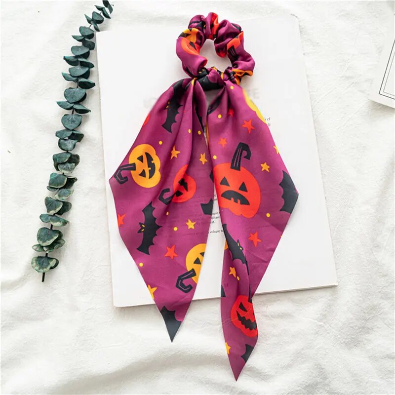 Santa Claus Bows Hair Scrunchies Long Ribbon Ponytail Scarf Hair Tie Women Girls Elastic Hair Bands Christmas Hair Accessories