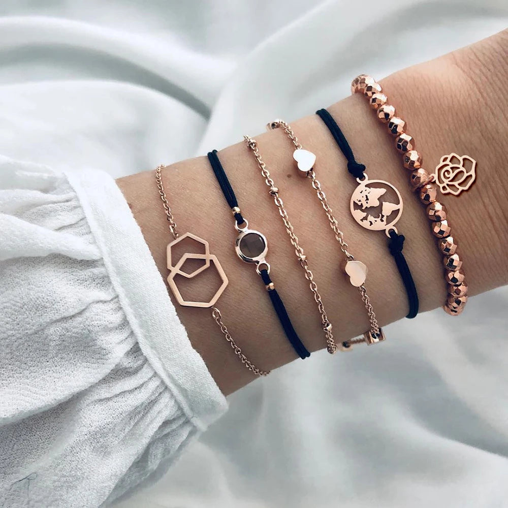 Boho Rope Bracelets & Bangles for Women Bohemian Beaded Charm Bracelet Femme Se Multilayer Jewelry Accessories Bijoux