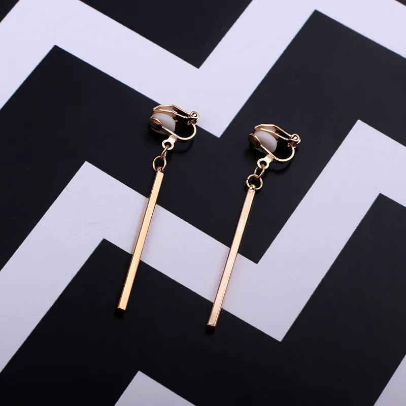 Simple Fashion Gold Color Silver Plated Geometric Big Round Clip Earrings for Women Fashion Big Hollow Ear Clip Jewelry