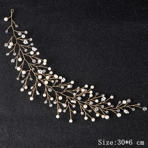 Rhinestone Crystal Headbands Wedding Hair Accessories Bridal Pearl Headband Pearl Hair Band Handmade Bridal Head Jewelry