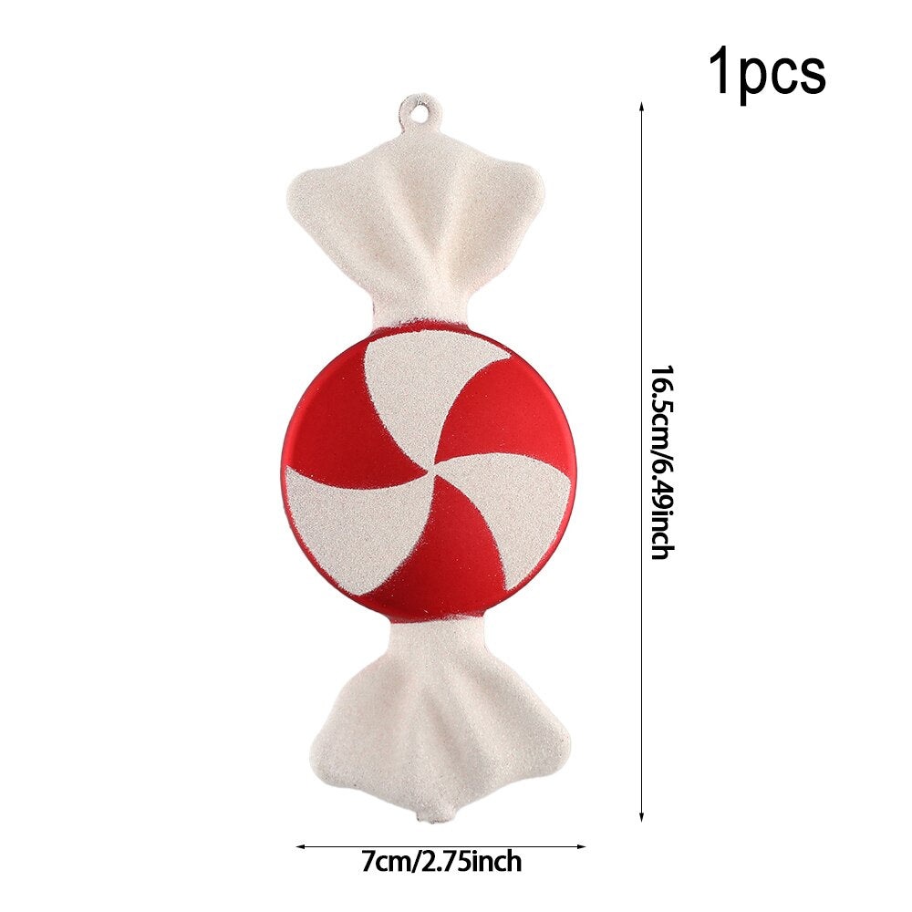 Multi Size Red and White Christmas Candy Canes Christmas Balls Christmas Tree Pendant Family Christmas Decoration New Year