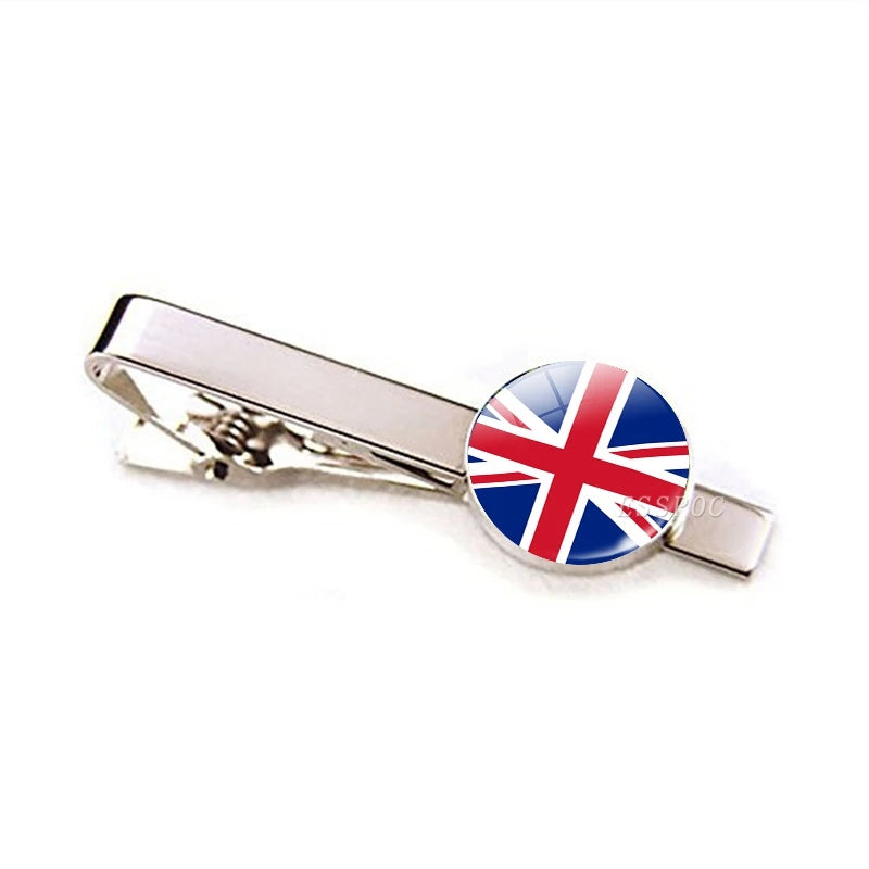 30 Countries National Flag Tie Clips Men Metal Necktie USA Flag Clip Pins Button Wedding Suit Accessories