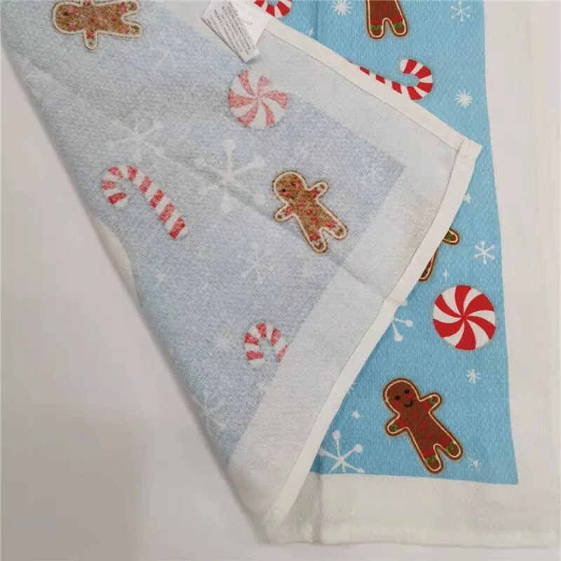1Pc 38x65cm Thin Christmas Santa Claus Printed Polyester Kitchen Dishcloth Cleaning Cloth Tea Towel Xmas Party