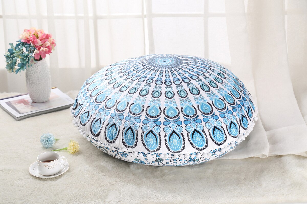 Colorful Mandala Floor Pillows Ottoman Round Bohemian Meditation Cushion Pillow Pouf48