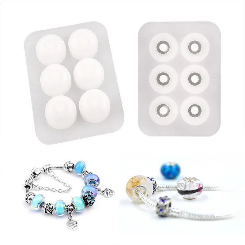 SNASAN Silicone Mold for 12mm 16mm Beads With Big Hole Jewelry Making Necklace Bracelet Bead Epoxy Resin Silicone Mould Handmade