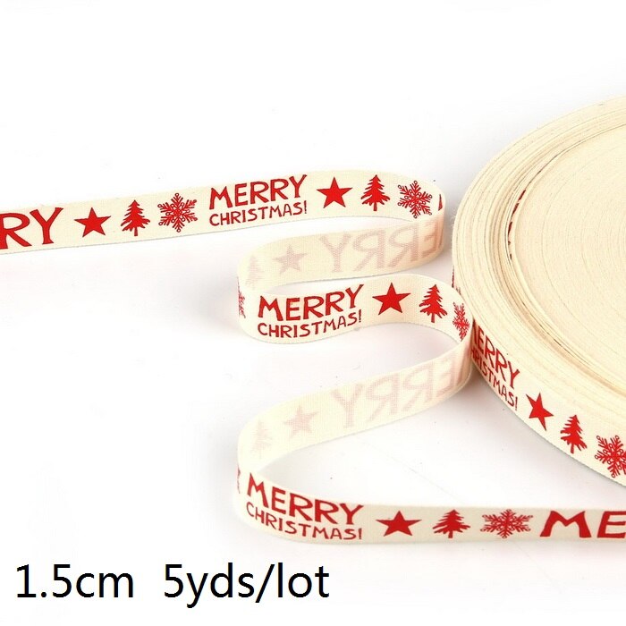 5yards Cartoon Printed Cotton Ribbons Hairbows Christmas Decoration for Home Gif