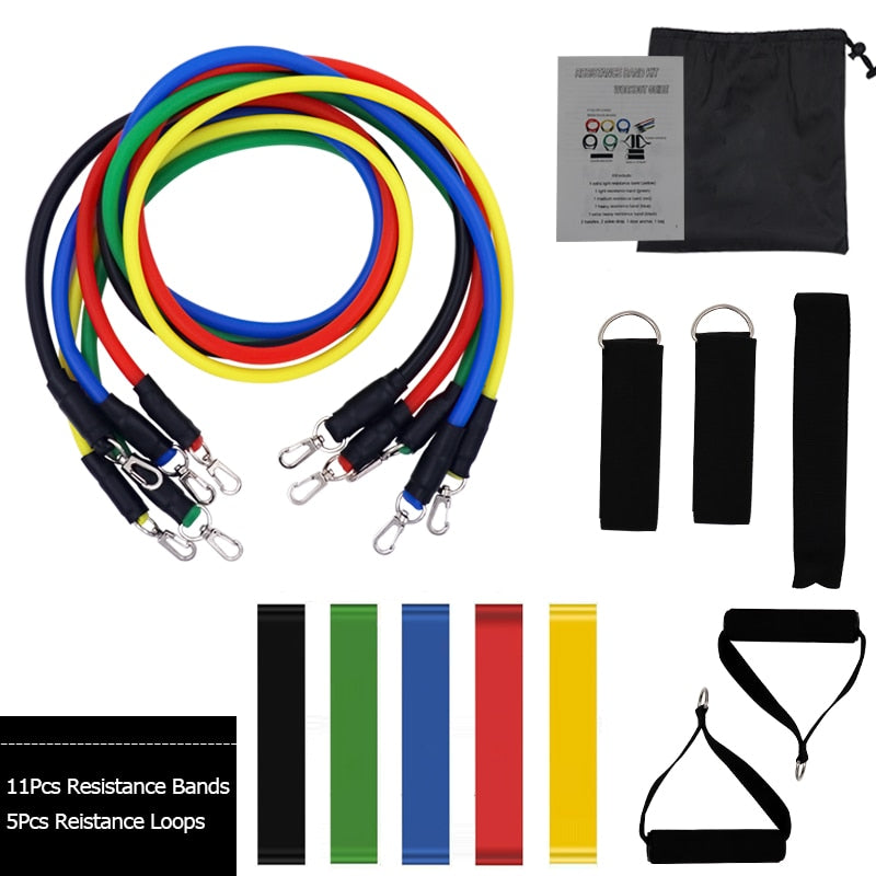 YOUGLE 11pcs/Set Pull Rope Fitness Exercises Resistance Bands Latex Tubes Pedal Excerciser Body Training Workout Yoga