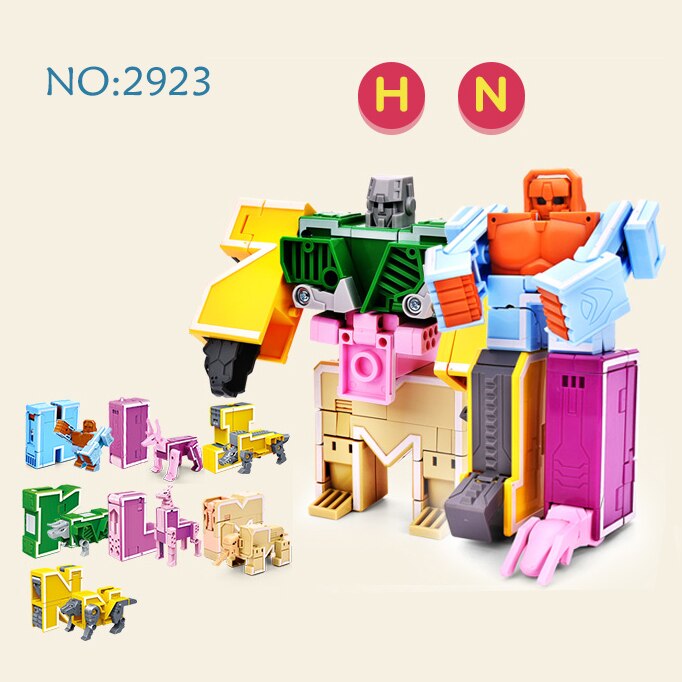 15PCS Assembling Building Blocks Educational Action Figure Transformation Number Robot Deformation Toys for Children