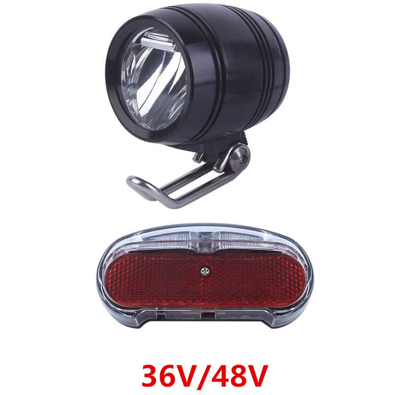 36V 48V Compatible E-Bike Headlight Taillight Set Front Light Rear Light Set Headlamp Taillamp Set