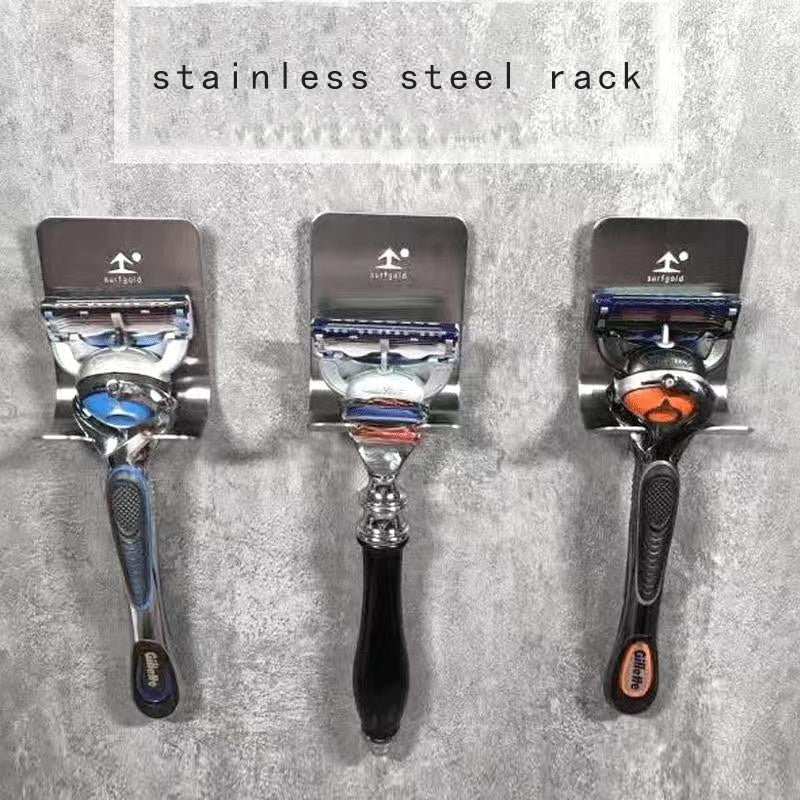 Kitchen Stainless Steel Razor Rack Bathroom Organizer Suction Cup Shaver Holder Wall Hooks Razor Shelf Bathroom Storage Rack