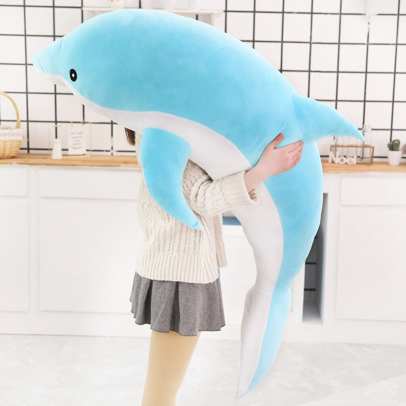 Hot Large Plush Dolphin Toys Stuffed Sea Animal Cute Girls Dolls Soft Baby Sleeping Pillow Christmas Birthday for Children