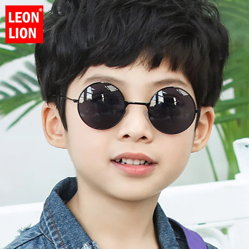 LeonLion 2023 Round Sunglasses Children Luxury Brand Sunglasses Children Cute Glasses for Boy/Girl Mirror Oculos De Sol Feminino