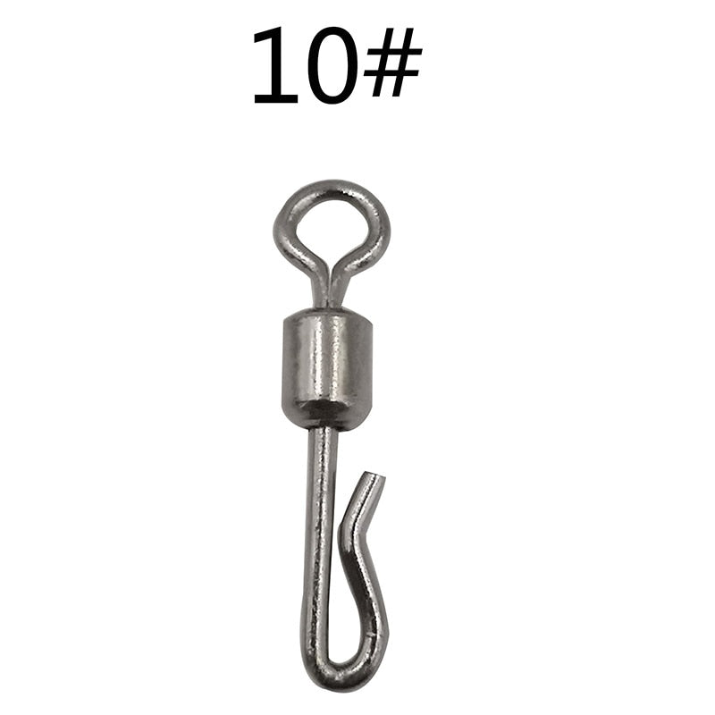 OUTKIT 50pcs Fishing Swivels Rolling Swivel Interlock Snap Size 7/8/10/12 Hook Lure Connector Terminal Tackle Swivel Fishing