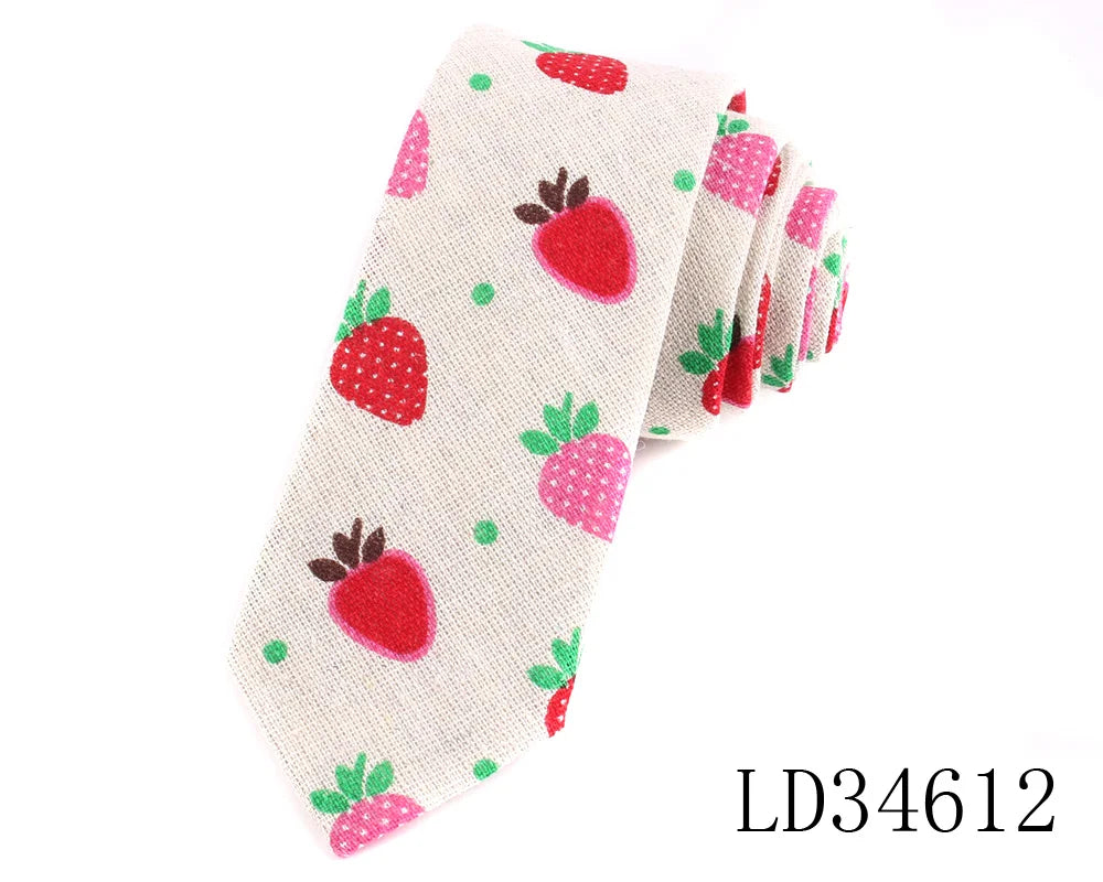 CartoonSkinny Tie for Men Women Narrow Neck Tie for Wedding Casual Cartoon Neckties Classic Suits Slim Cotton Linen Neck Ties