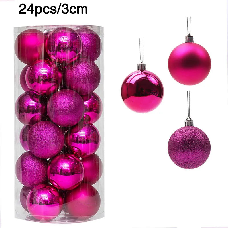 24/36pcs Christmas Balls Christmas Tree Ornament Hanging Pendent Xmas Decoration 2023 Christmas Ornaments Navidad 2024