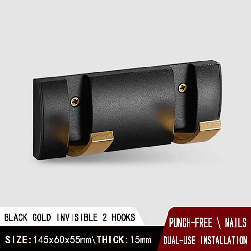 Black Golden Robe Hooks Folding Towel Hanger Nail Installation Wall Hooks C