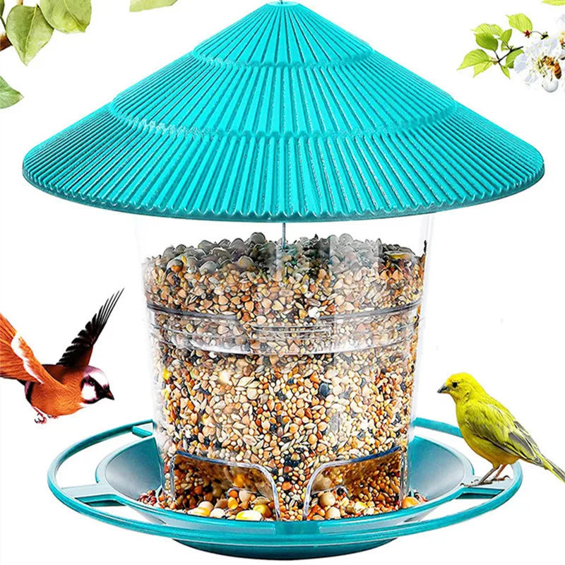 Waterproof Garden Gazebo Hanging Wild Bird Feeder Outdoor Container With Hang Rope Pet Birds Feeding House Type Bird Feeder