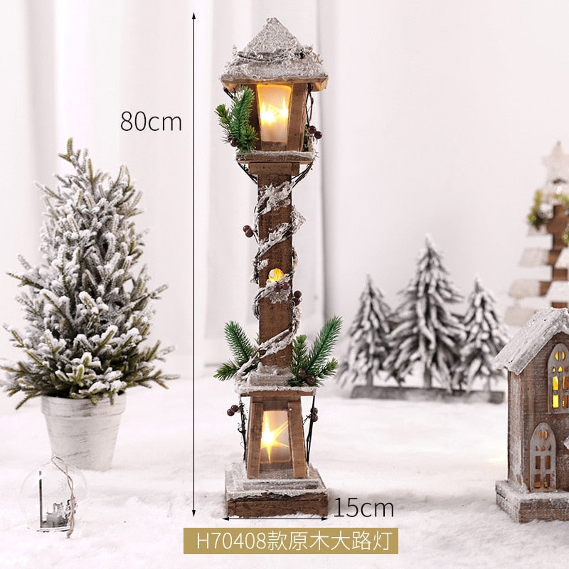 Creative Christmas Wooden Decorative House Pendant Simulation Street Light Model Light Christmas Party Home Decoration Navidad