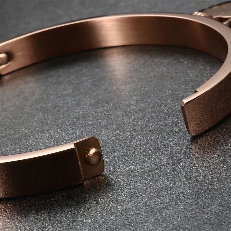 Trendy Lover Cuff Bracelets Bangles for Woman Rose Gold Color Stainless Steel Bracelet With Heart Pendant Luxury Jewelry